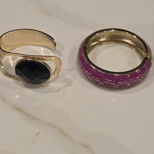 Elegant Gold and Black Bracelet with Purple Bracelet